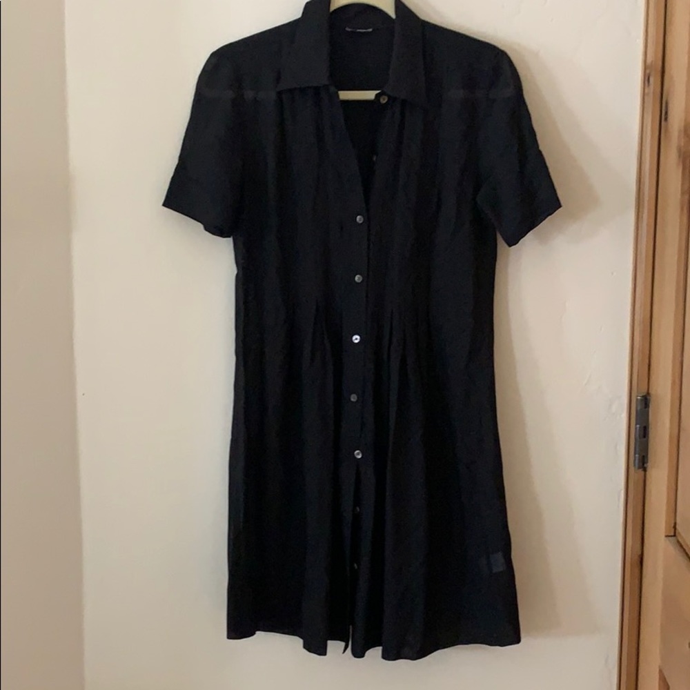 premise.  sheer t-button down dress.